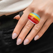 Multicolored Rainbow and Gold Dome Ring - $31.99