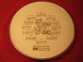 9&quot; Porcelain Collector Plate OKLAHOMA STATE BANK 1973 Calendar OUTDOORS ... - £6.36 GBP