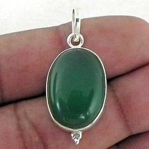 Pendentif Argent Massif Collier Vert Naturel Onyx PS-1536 - £40.67 GBP