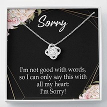 Apology Gift for Her Not Good with Words Love Knot Pendant Necklace Forgive Me K - £51.52 GBP