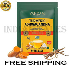 VAHDAM, Turmeric Ashwagandha Herbal Tea Bags (50 Count) Pure Herbal Blend - £23.97 GBP