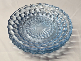 Vintage BUBBLE BLUE 6.75&quot; Bread Plate By ANCHOR HOCKING - Set Of 4 - Cir... - $21.80