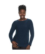 Croft &amp; Barrow Navy Blue Cable-Knit Soft Chenille Sweater - Medium M - £36.04 GBP