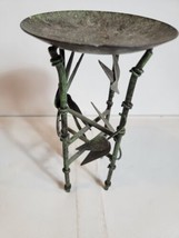 Metal Bamboo Leaves Candleholder 8” Vintage Asian  - £18.99 GBP