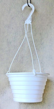 10 White 8 inch plastic hanging basket W/ saucer &amp; hangers - £68.65 GBP