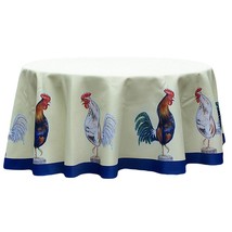 Betsy Drake Rooster 68 Inch Round Table Cloth - £71.38 GBP