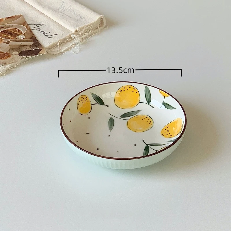 Creative Ceramic Plate 5.3 Inch Korean Style Round Small Floral Plate 04 - $4.10