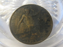 (FC-818) 1919 United Kingdom: One Penny { black toning } - $3.50