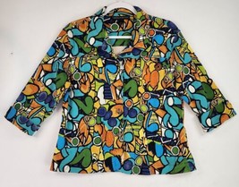 Mirror Image Jacket Womens XL Multicolor Abstract Grannycore Cuffed 3/4 ... - $31.67