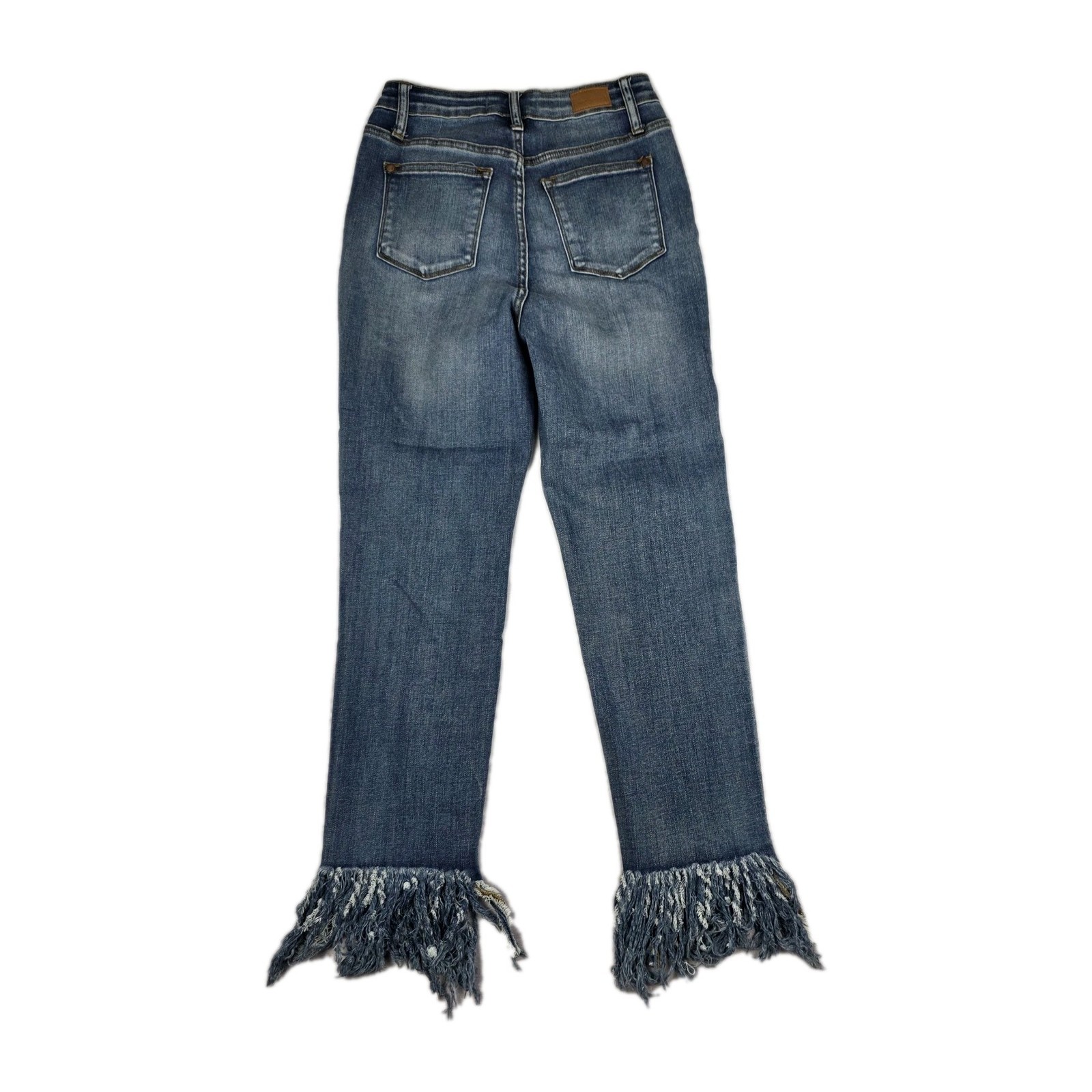 Judy Blue Jeans Womens Size 3/26 Relaxed Fit Cropped Fringe Blue Denim Pants Item image 2