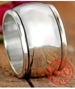 Handcrafted ~ SIZE 8 ~ Solid 925 Sterling Silver ~ Wide ~ Plain Band Ring - $459.82 MXN