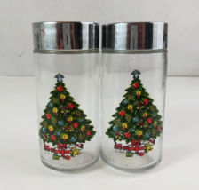 Vintage Sabin Clear Glass With Christmas Tree Design 4.75&quot; Salt &amp; Pepper... - $211.63 MXN