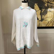 Vintage Embroidered Patchwork Cotton Sweater M - $20.16