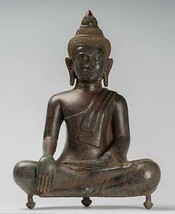 Antigüedad Khmer Estilo Bronce Enlightenment Bayon Estatua de Buda - 46cm/45.7cm - $1,638.16