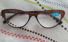 Retro ~ Cat-Eye ~ Brown Multicolored ~ +3.00 ~ Plastic Reading Glasses (... - £17.65 GBP