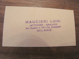 Vintage Maucieri Luigi Lattonier Plumber Business Card Milan -
show orig... - $13.04