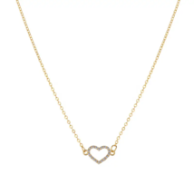 Goldtone Heart with Crystal Inlay Pendant Necklace - New - £10.35 GBP