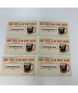 Lot of 6 Vintage A&amp;W Free Root Beer with Sandwich Cards NEW Never Used 1... - $11.28