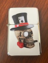 Ace Skull Theme Flip Top Dual Torch Lighter Wind Resistant - £13.12 GBP