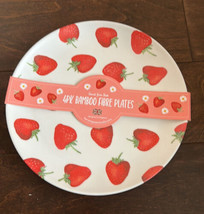 Harvest Green Studio Bamboo Strawberry Print Dinner Plates Set of 4 NEW - £23.45 GBP