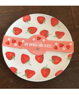 Harvest Green Studio Bamboo Strawberry Print Dinner Plates Set of 4 NEW - $29.98