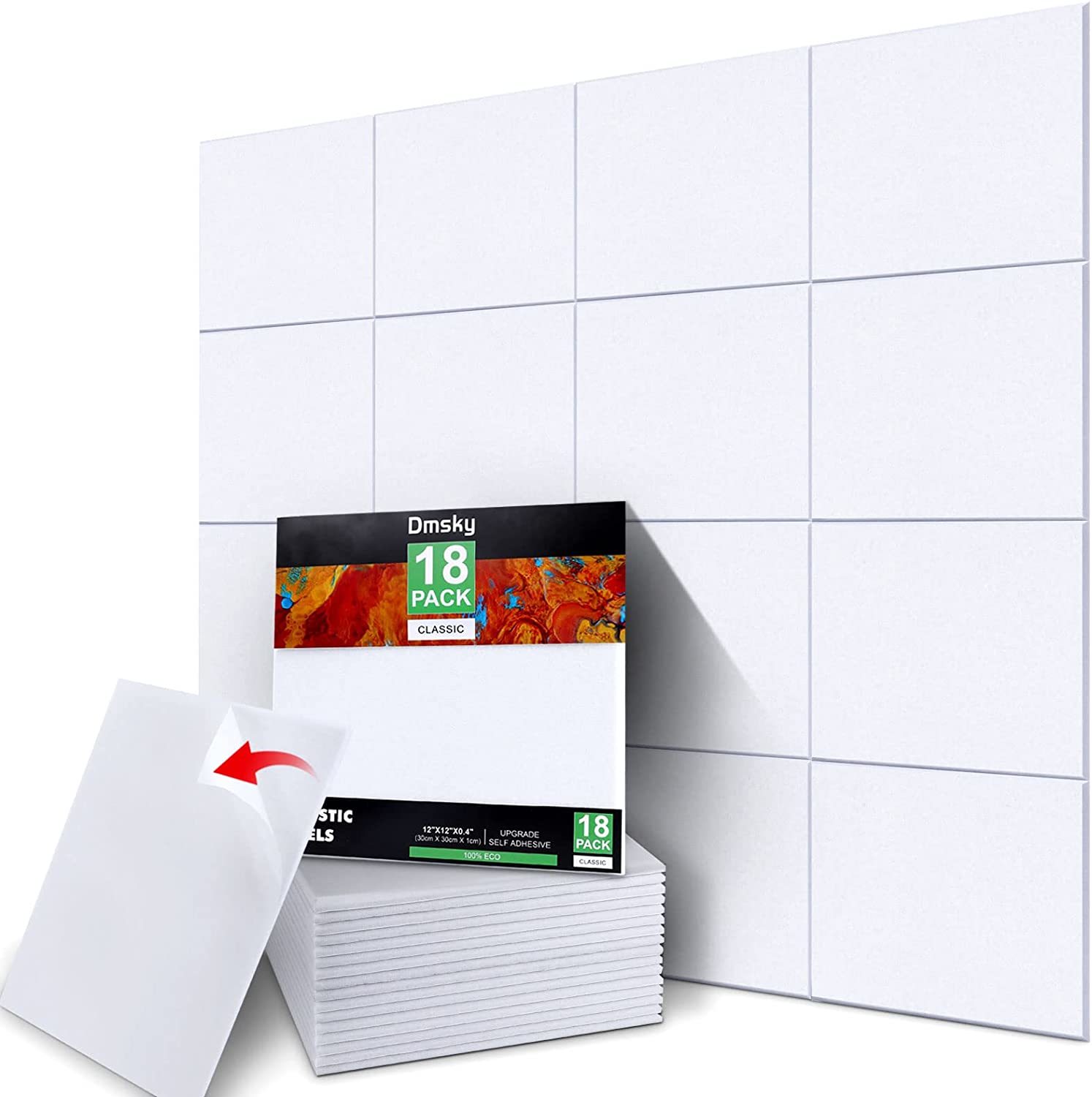 18 Pack White Acoustic Panels 12&quot;X12&quot;X 0.4&quot;Soundproof Wall Panels Wall - $44.99