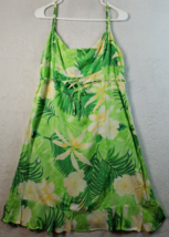 Aloha Hut Tank Dress Womens Large Green Floral 100% Rayon Sleeveless Back Zipper - £13.14 GBP