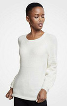 NWT Women&#39;s Ann Taylor Winter White Stitched Balloon Sleeve Sweater Sz Large - £31.57 GBP