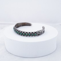 Old Pawn Sterling Silver Turquoise Cuff Bracelet Signed Native American 14 Stone - £204.04 GBP