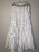 BCBGMAXAZRIA Cotton Skirt w/ Embroidered Waist Size M - White-USED From ... - £29.77 GBP