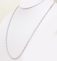 18k solid white gold  diamond beads  chain necklace #b3 - $644.09