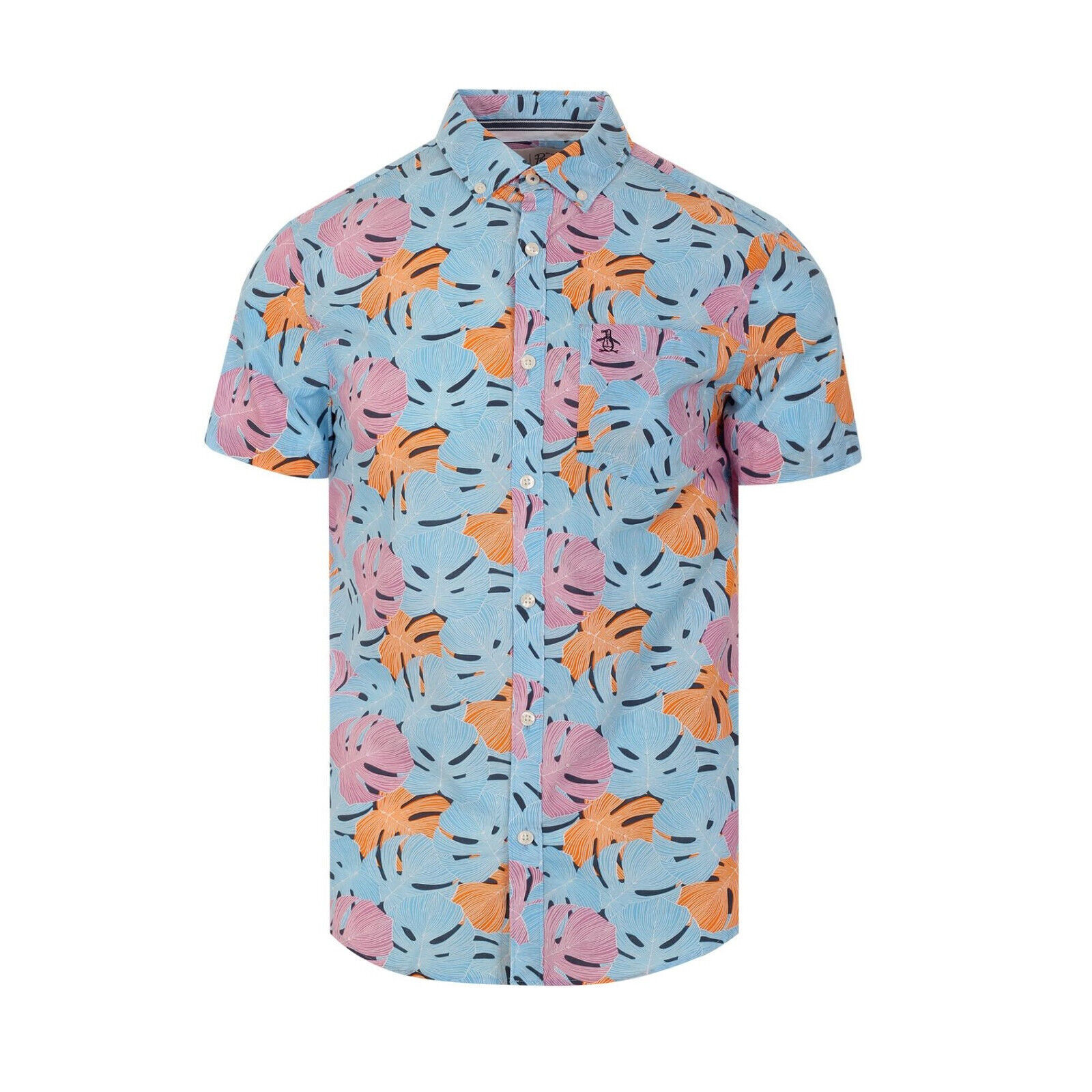 Original Penguin Men&#39;s Short Sleeve Tropical Floral Cotton Pocket Shirt ... - $39.12