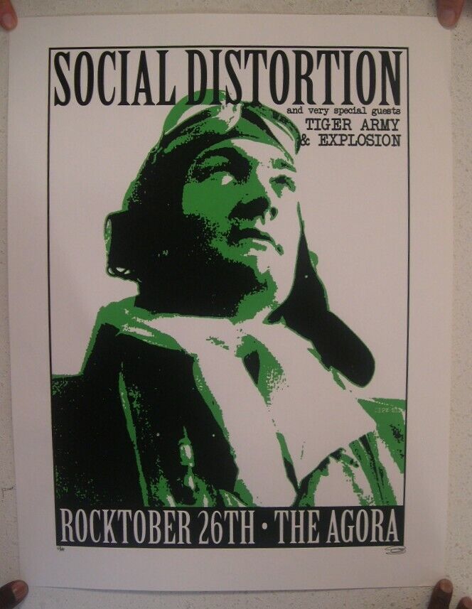 Social Distortion Poster Silkscreen Early Flight Era Pilot Agora Rocktob... - $180.64