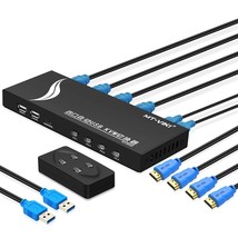 TNP 4K HDMI KVM Switch for 4 Computer 1 Monitor KVM Switch HDMI 4 Port U... - £70.91 GBP