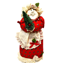 Vintage MCM Handmade Christmas Mrs Claus Plush Stuffed Doll Decoration 12 inch - £18.48 GBP