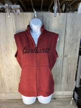 Carhartt Womens Fleece Vest Size Small 4/6 Red Full Zip Embroidered Logo... - $22.88