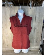 Carhartt Womens Fleece Vest Size Small 4/6 Red Full Zip Embroidered Logo... - $22.88