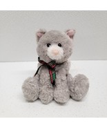 Gund Gray Kitty Jingles 88097 Plush Cat Rattle Red Green Plaid Bow 4&quot; Ch... - $361.99 MXN