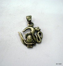 vintage antique old silver pendant necklace amulet om sign with shiva - £53.18 GBP