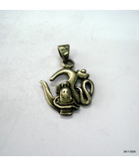 vintage antique old silver pendant necklace amulet om sign with shiva - $67.32