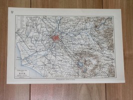 1912 Antique Map Of Vicinity Of Rome Italy Tivoli Albano Zagarolo Velletri - £13.40 GBP