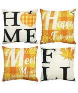 WEYON Home Fall Pillow Covers 18x18 Inch Set of 4 Buffalo Plaid Pumpkin ... - $19.98 CAD