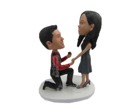 Custom Bobblehead Cool Dude One Knee On Ground Proposing A Sexy Girl - Wedding &amp; - £122.25 GBP