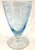 Fostoria Azure Blue Versailles Etched Depression Juice Glass 4 3/8&quot;  5 O... - £38.87 GBP
