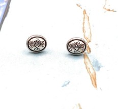 Brighton Silver Small Oval Etched Canal Scroll Post Earrings - $24.75