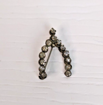 Mid Century Vintage Rhinestone wishbone Shaped Brooch pin vintage - £15.49 GBP