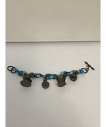 Pre-Owned Disney’s Alice In Wonderland Charm Bracelet Bronze And Blue 8&quot; - $34.30 CAD