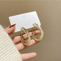 Korean Gold Color Metal Mesh Crystal Hoop Earrings Women Fashion Jewelry 2022 Ne - £10.50 GBP