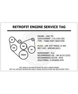 1992 TPI 5.7L Trans Am Retrofit Engine Service Tag Belt Routing Diagram ... - $14.95