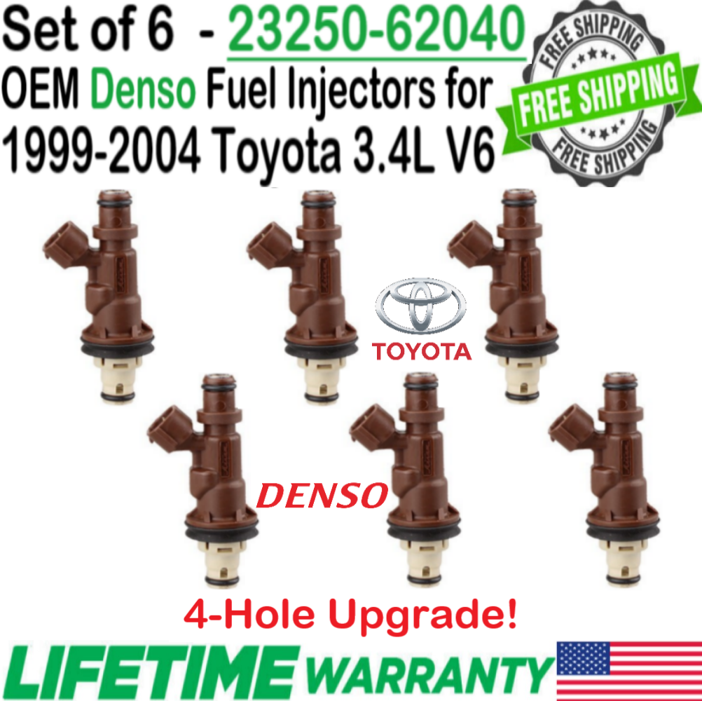 Primary image for OEM x6 Denso 4-Hole Upgrade Fuel Injectors for 1999-2002 Toyota 4Runner 3.4L V6